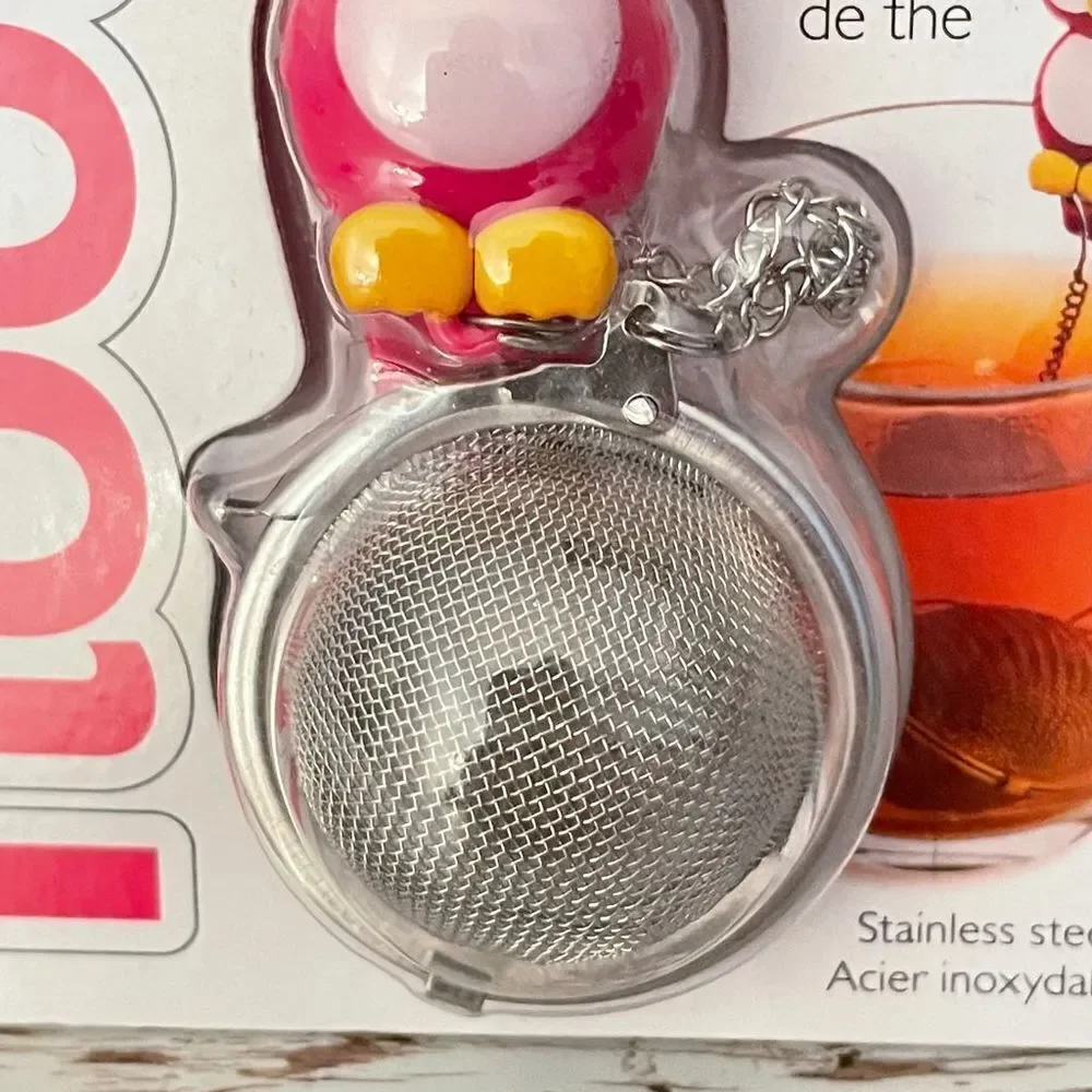 NWT JOIE Hoot stainless steel pink Owl Tea cup Infuser